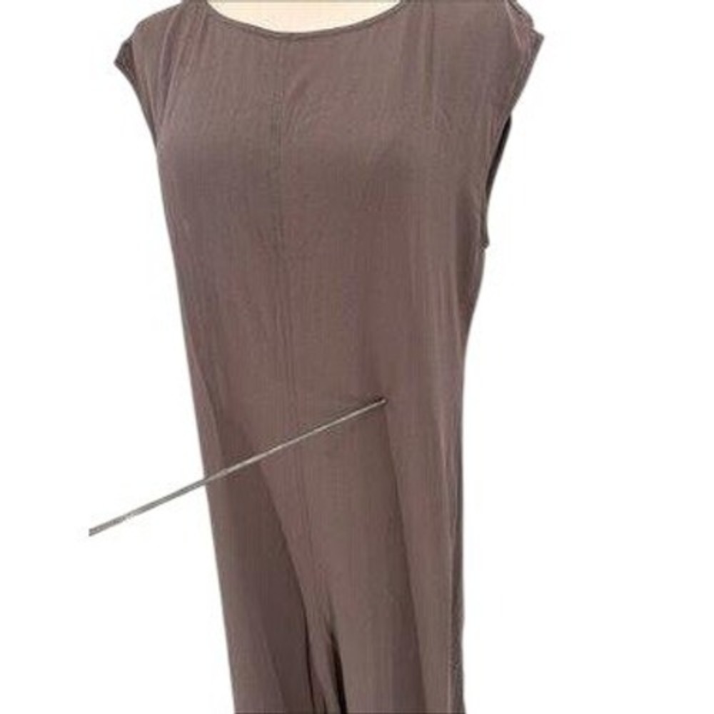 Eileen Fisher Silk Georgette Crepe Sleeveless Midi Dress Espresso Brown Medium - Picture 9 of 10